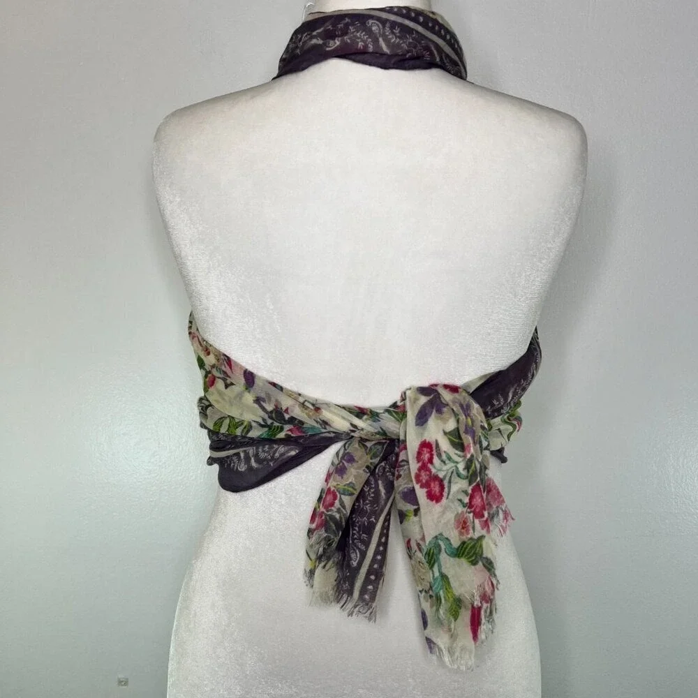 M & S Scarf Wrap Women's Floral Vines Lightweight Sheer Rectangle Coverup Beachy